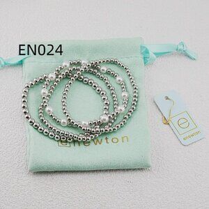 Enewton Platinum Bead & Pearl Bracelet Set